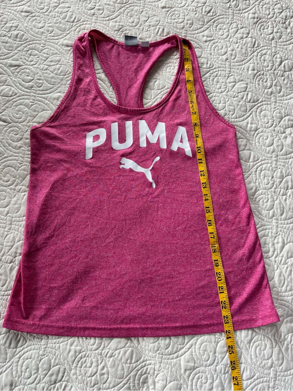 Puma Women's Heather Raspberry Racerback Tank with White Logo - Picture 6 of 8
